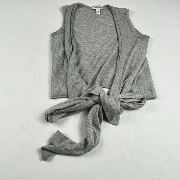 Autumn Cashmere Sweater Gray Cashmere Blend Tie Front Sleeveless Vest Top Small - Picture 1 of 10